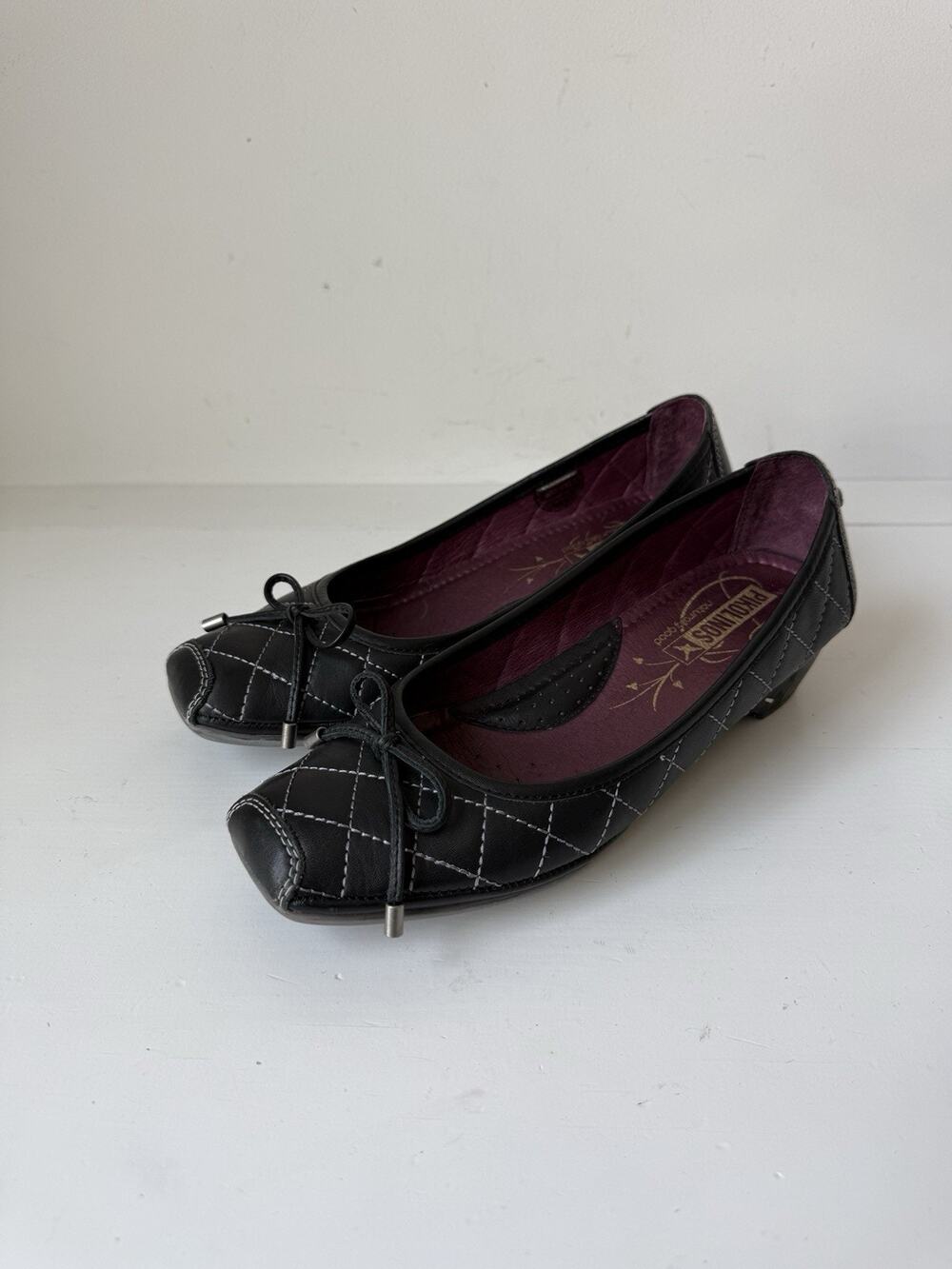 Pikolinos Leather Low Heel Pumps Size 8 EU 39 Black Comfort Square Toe Orthotic